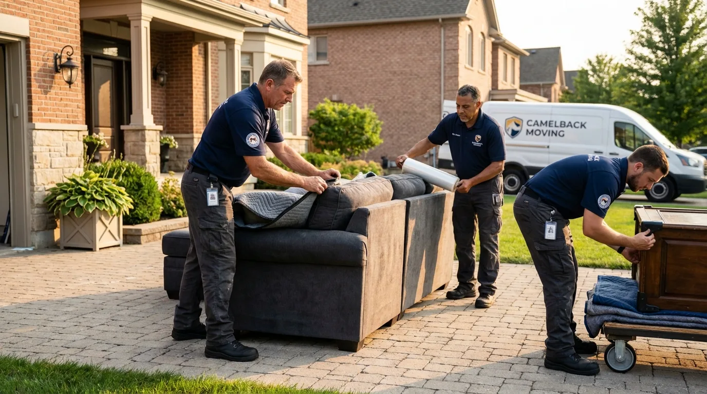 Large estate moving crew wrapping furniture in Mathis, TX